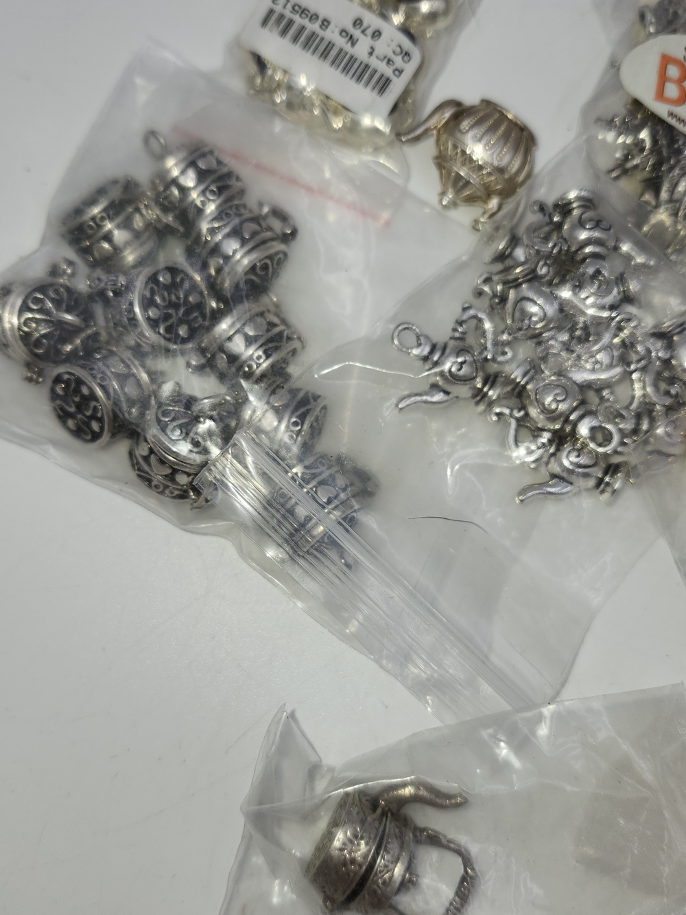Lot Of Silver-Tone Teapot Tea Cup Bead & Charms
